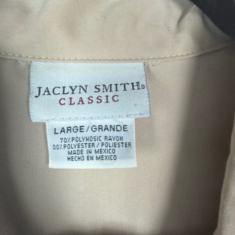 Jaclyn Smith Classic Womens Button Down Shirt 3/4 Sleeve Tan Large - Picture 7 of 10